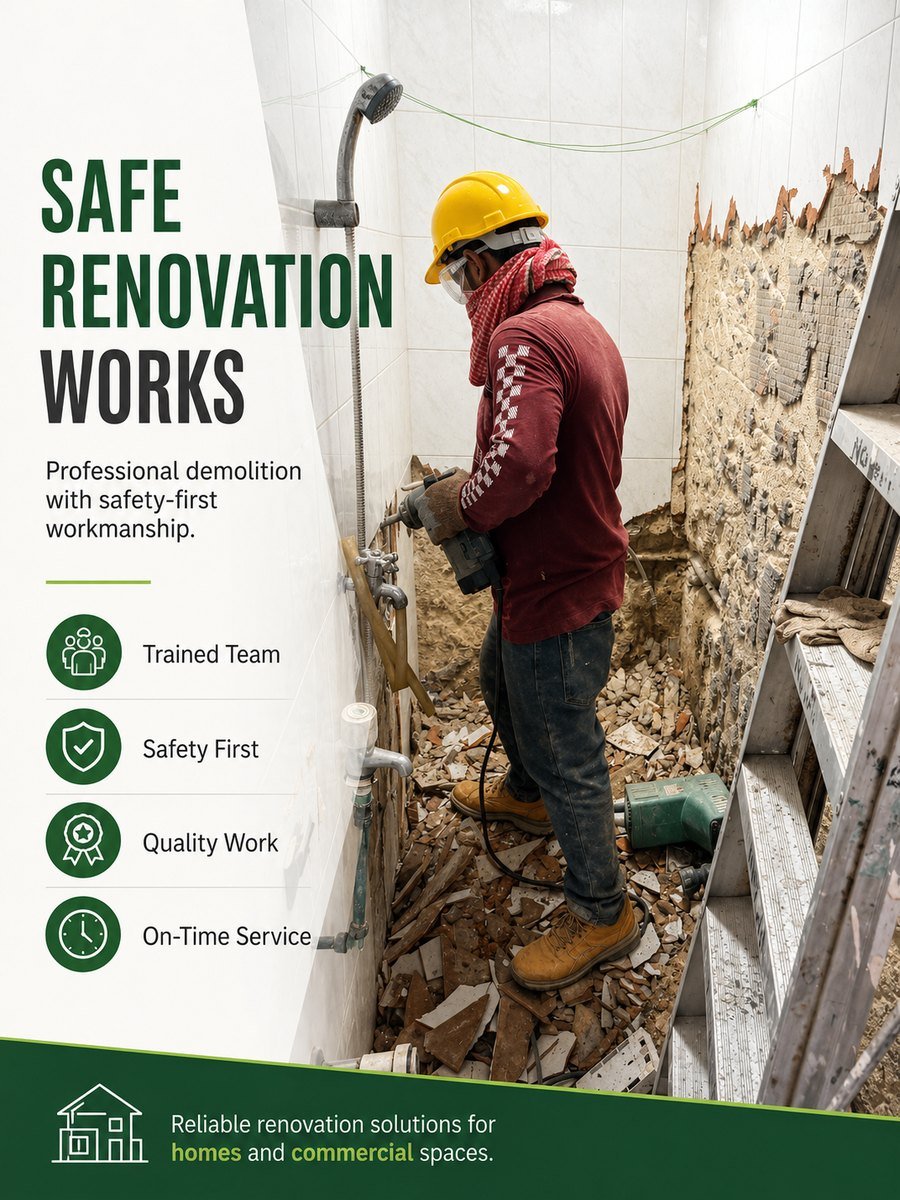 Partition and fit-out removal during office reinstatement works in Singapore