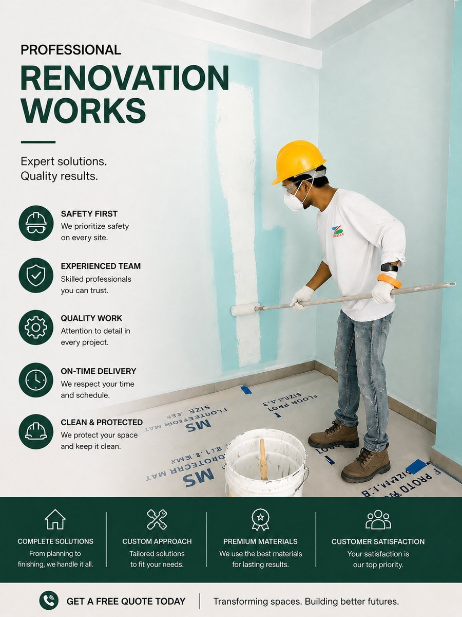 Wall repainting as part of office reinstatement works before landlord handover in Singapore