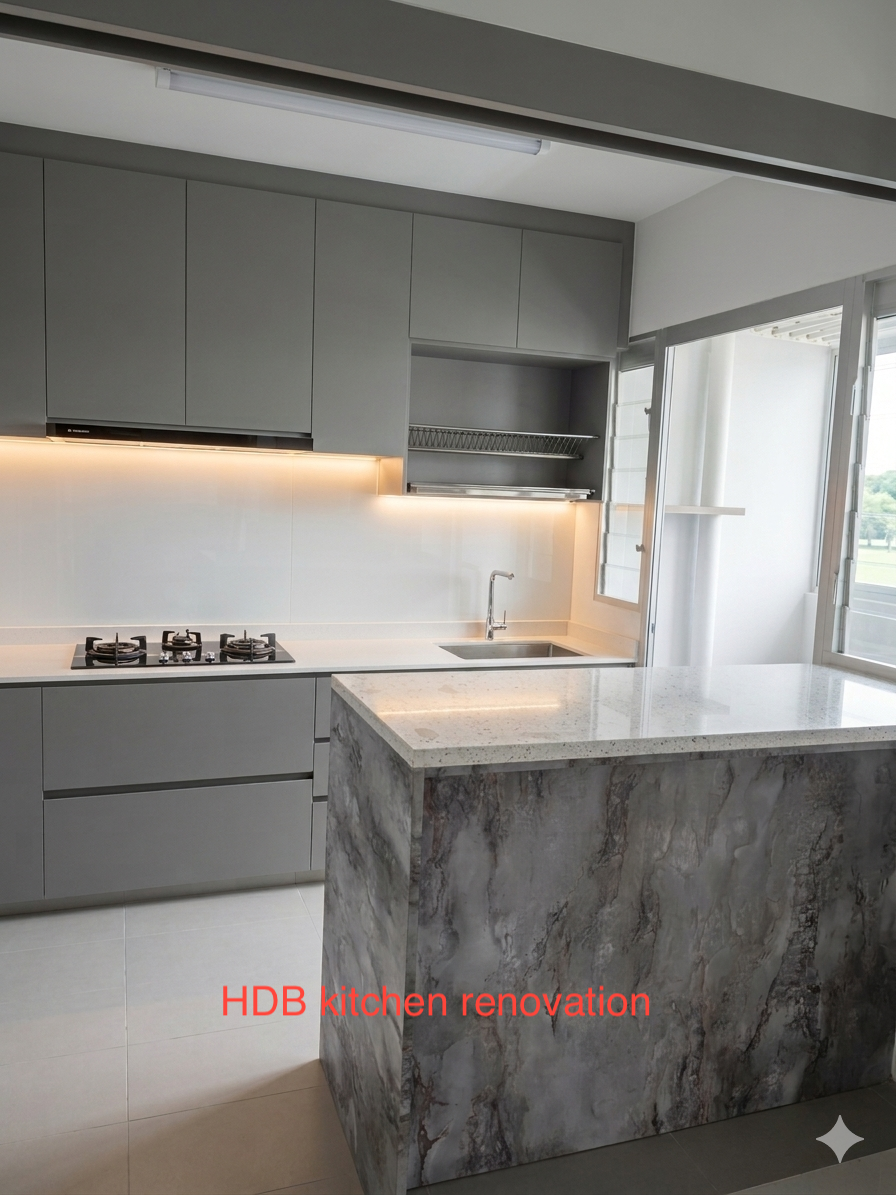 Completed kitchen renovation by One Smart Engineering Singapore